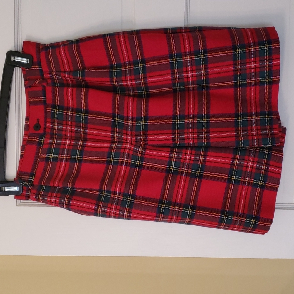 Vintage red plaid lined wool shorts